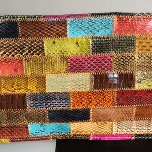 Minority Vintage Multicolored Snakeskin Long Colorful Patchwork Clutch